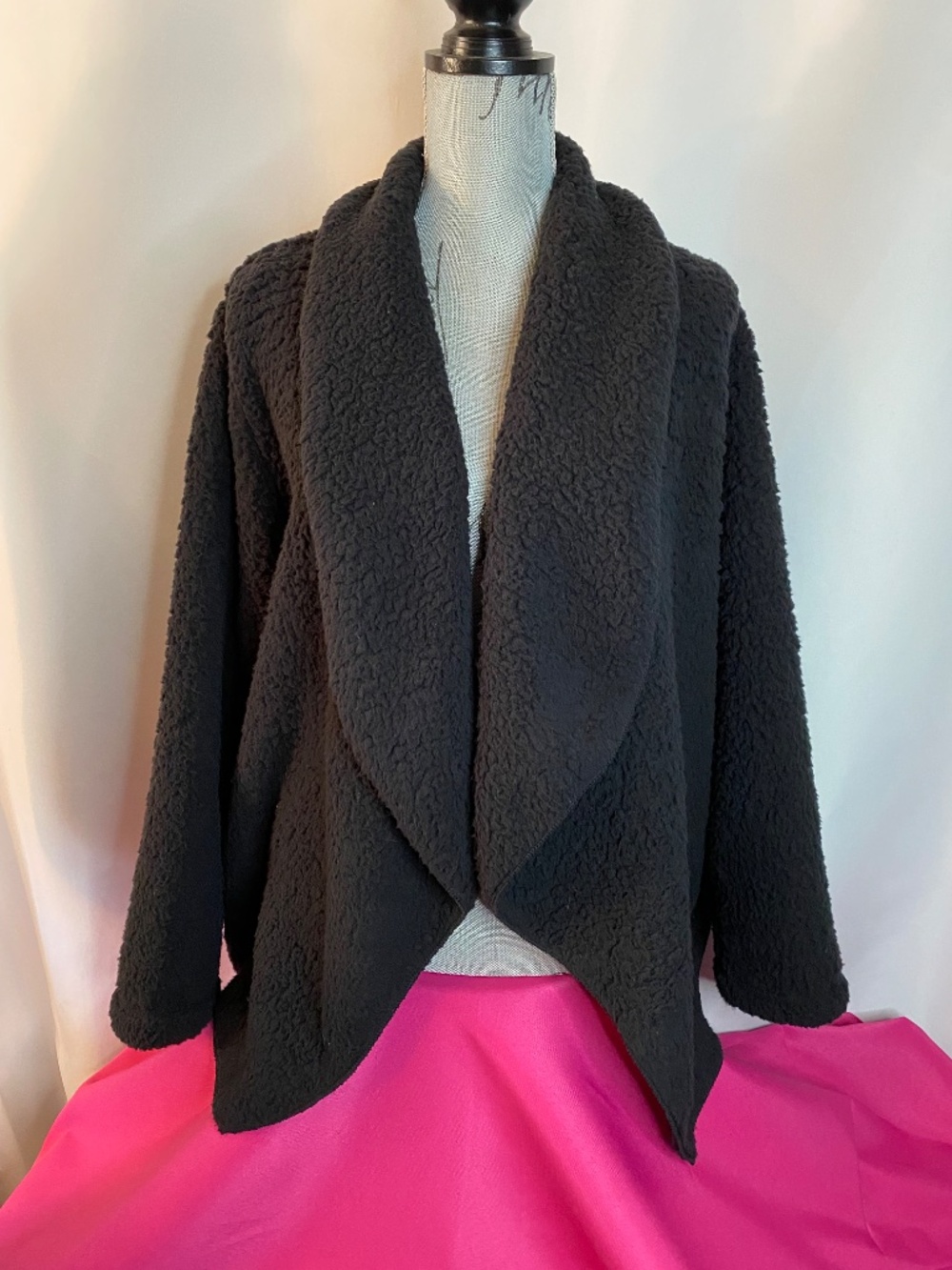 Soft Black Teddy Bear Cardigan, XL